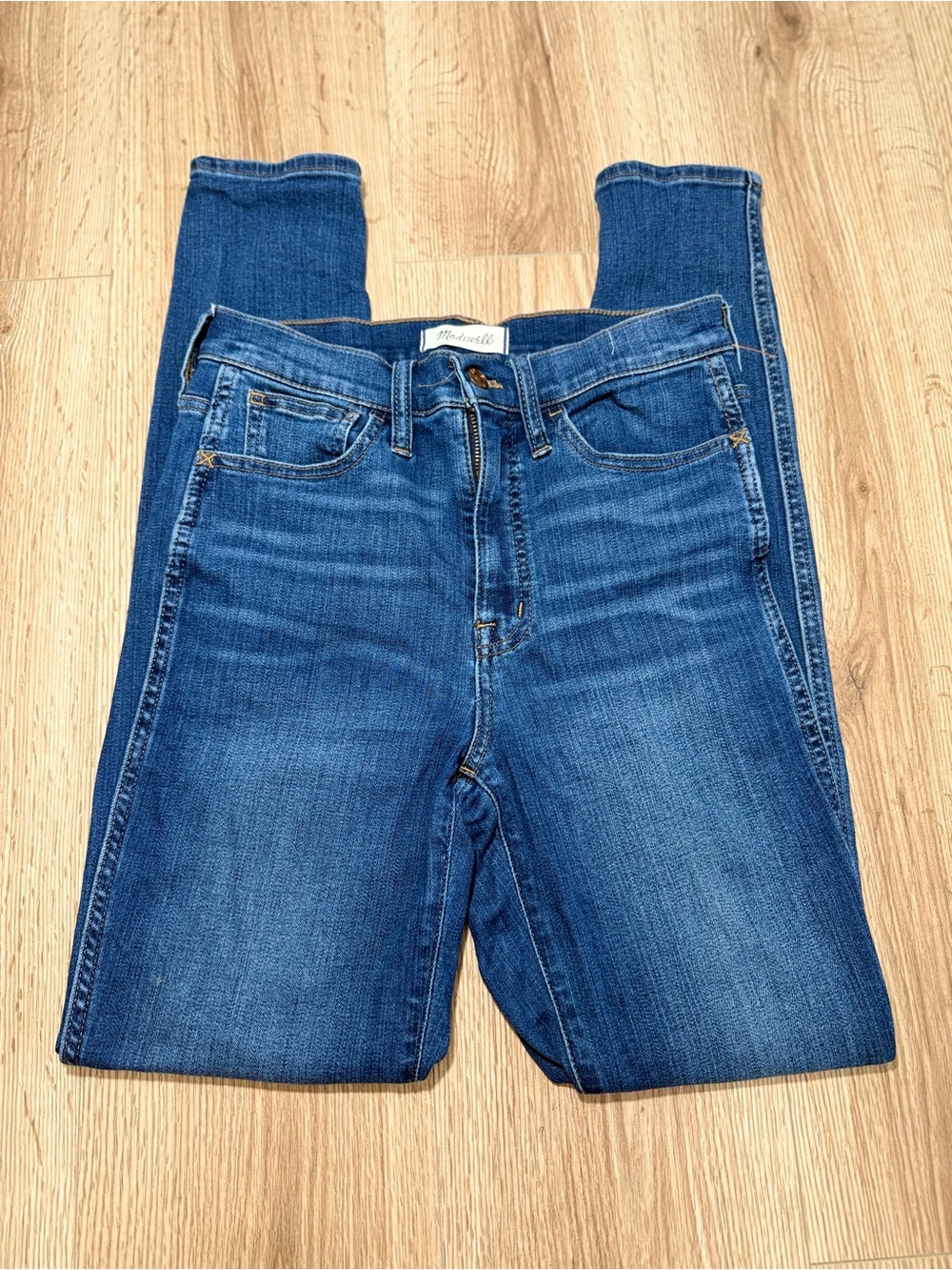 Madewell Skinny Jeans Medium Blue Wash 5-Pocket Stretch Denim Mid Rise Size 26